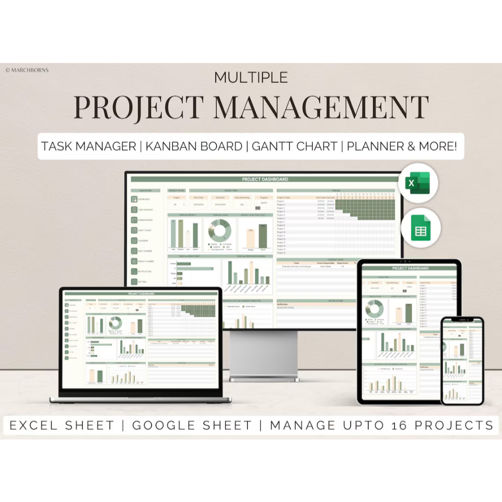 16 Project Management Template Google Excel Dashboard Project Tracker ...