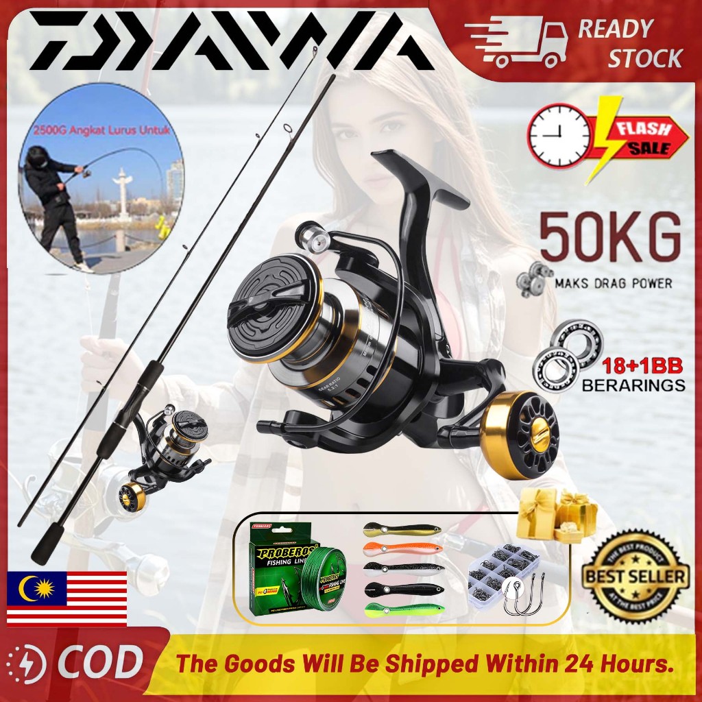 DAIWA Reel Spinning Fishing Rod Joran Pancing Fishing Fishing Rod Set ...