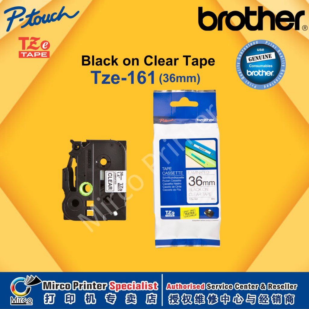Brother Original Tze161/261/461/561/661 Laminated Sticker Tape (36mm ...