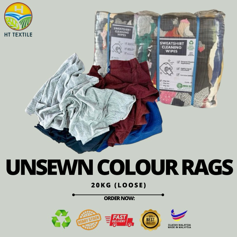 UNSEWN COLOUR COTTON RAGS / KAIN LAP WARNA / CLEANING CLOTH COLOUR ...