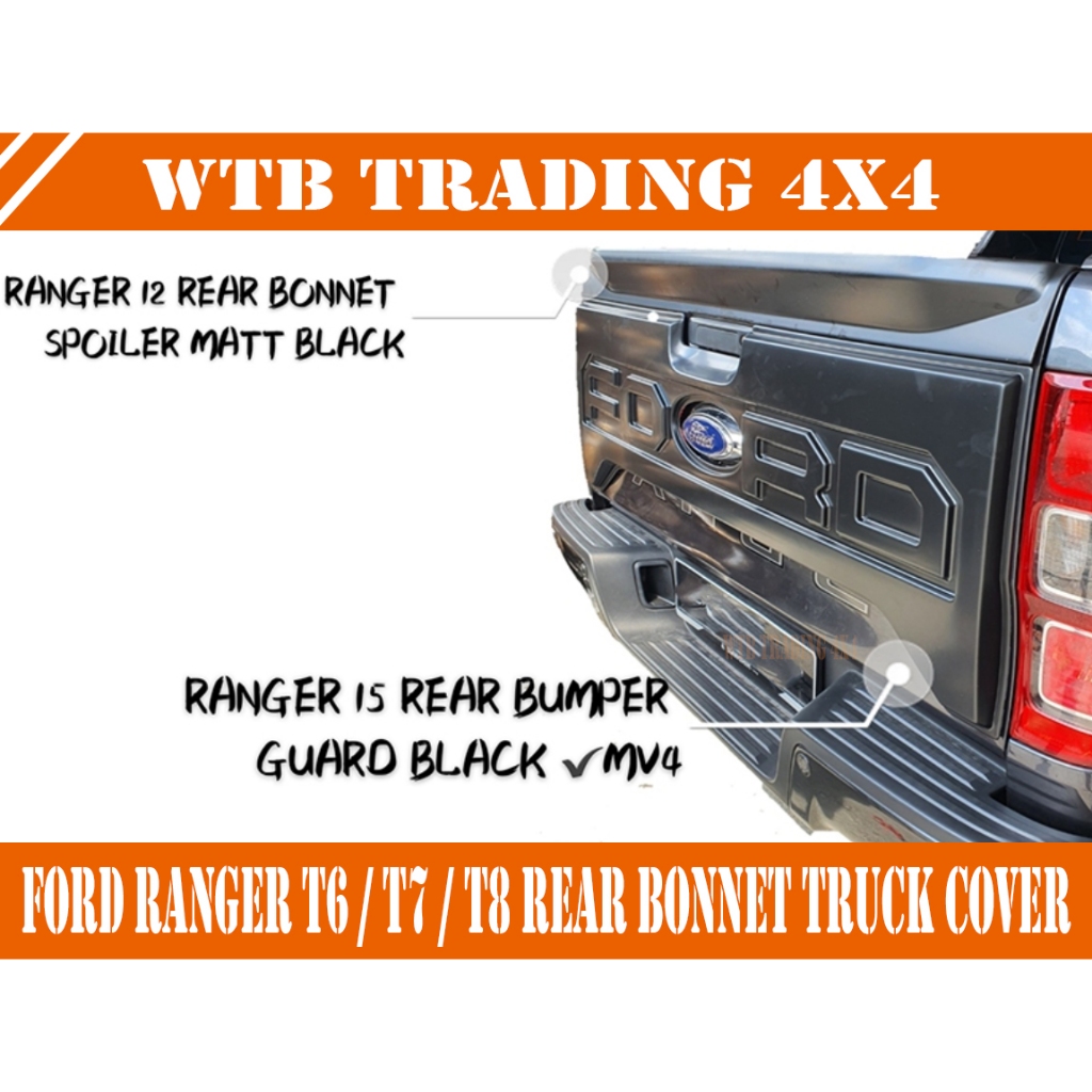 Ford Ranger 2012-2020 Rear Bonet Spoiler Rear Tail Gate Spoiler Cover ...