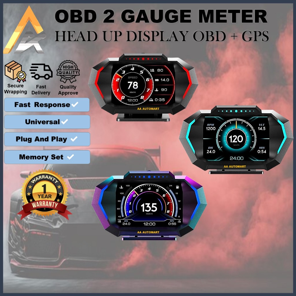 Malaysia OBD 2 Meter Speedometer Gauge HUD Water Temp Turbo Toyota ...
