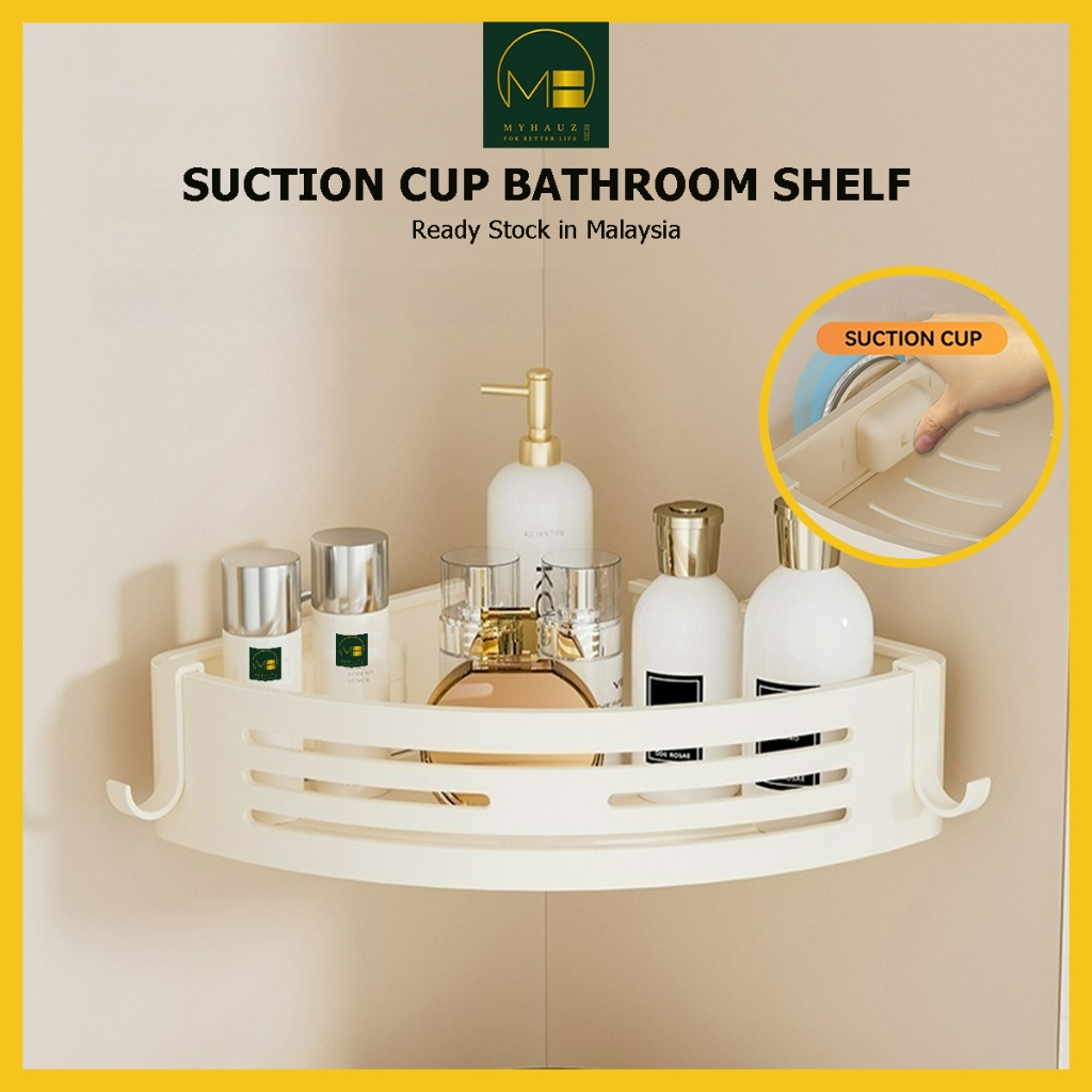 Suction Cup Bathroom Corner Shelf Aluminum Wall-Mount Corner Rack Anti ...