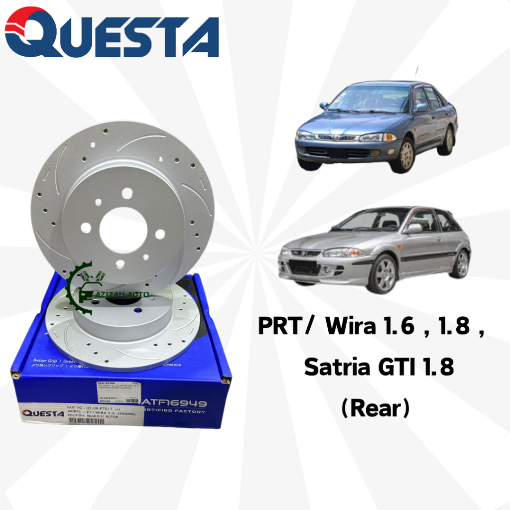 QUESTA BRAKE DISC ROTOR (SPORT) PROTON WIRA 1.6, 1.8, SATRIA GTI 1.8 ...
