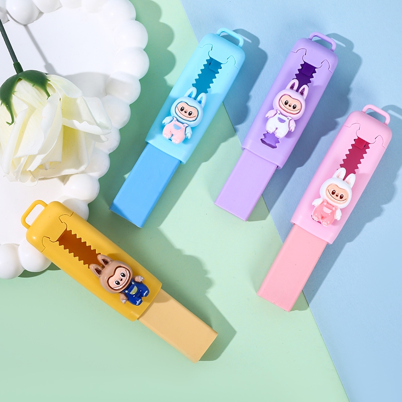 Cute cartoon labubu Push-Pull Eraser Retractable non-tox Eraser for ...