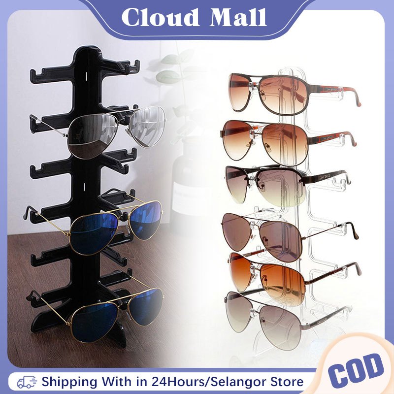 6 Row Sunglasses Stand Rack Holder Transparent Glasses Rack | Shopee ...
