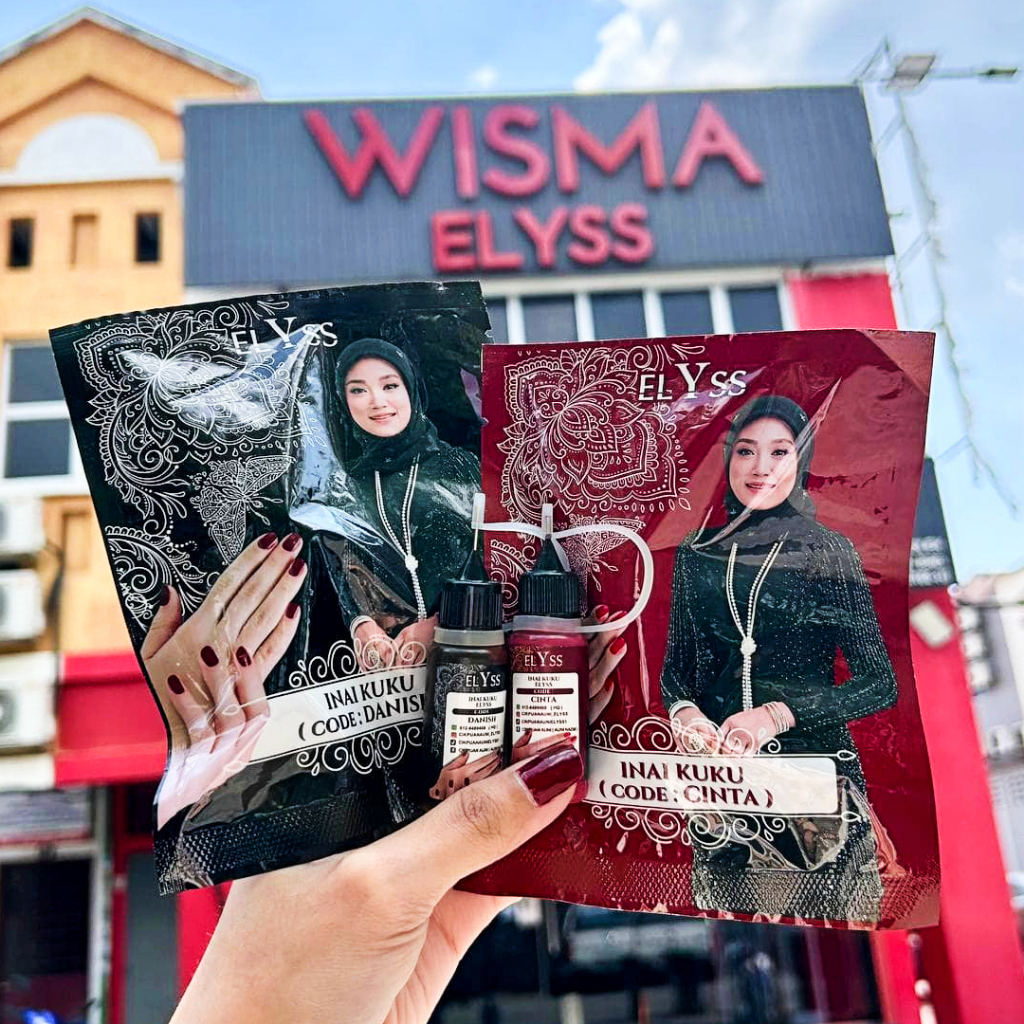 Elyss Inai Kuku Liquid Nail Henna Ready to Use Cinta Danish Red Maroon ...