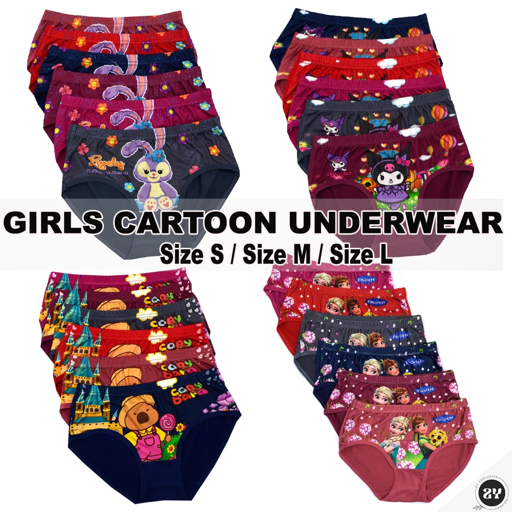 PPF 3PCS Pack Kids Girls Cartoon Underwear Labubu/Kuromi/Stella/Frozen ...