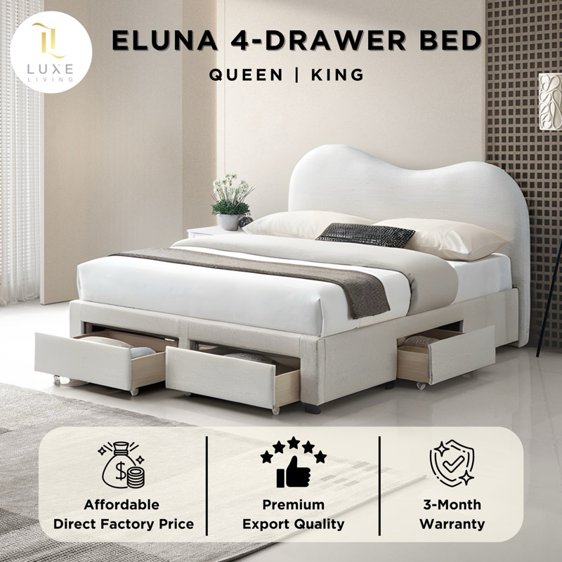 LUXE: Eluna 4 Drawer Queen Storage Bed Frame | 4 Laci Katil Queen ...