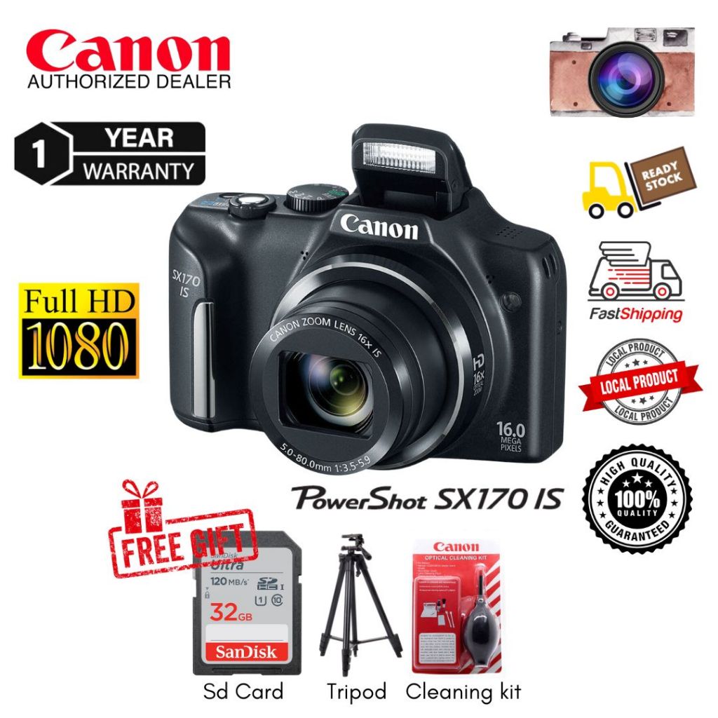 Canon PowerShot SX170 IS Digital Camera Deluxe Kit (Black) B&H