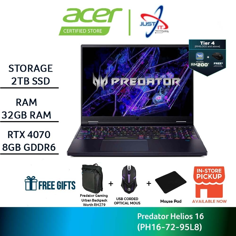 ACER PREDATOR HELIOS 16 PH16-72-95L8 16“ GAMING LAPTOP (I9-14900HX ...