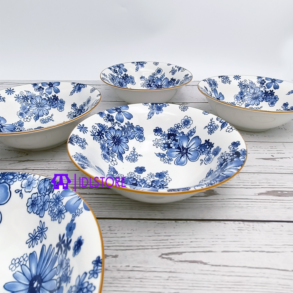 6 Pcs 7 Inch Porcelain Multi Purpose Noodle Bowl Rice Bowl Set Ramen ...