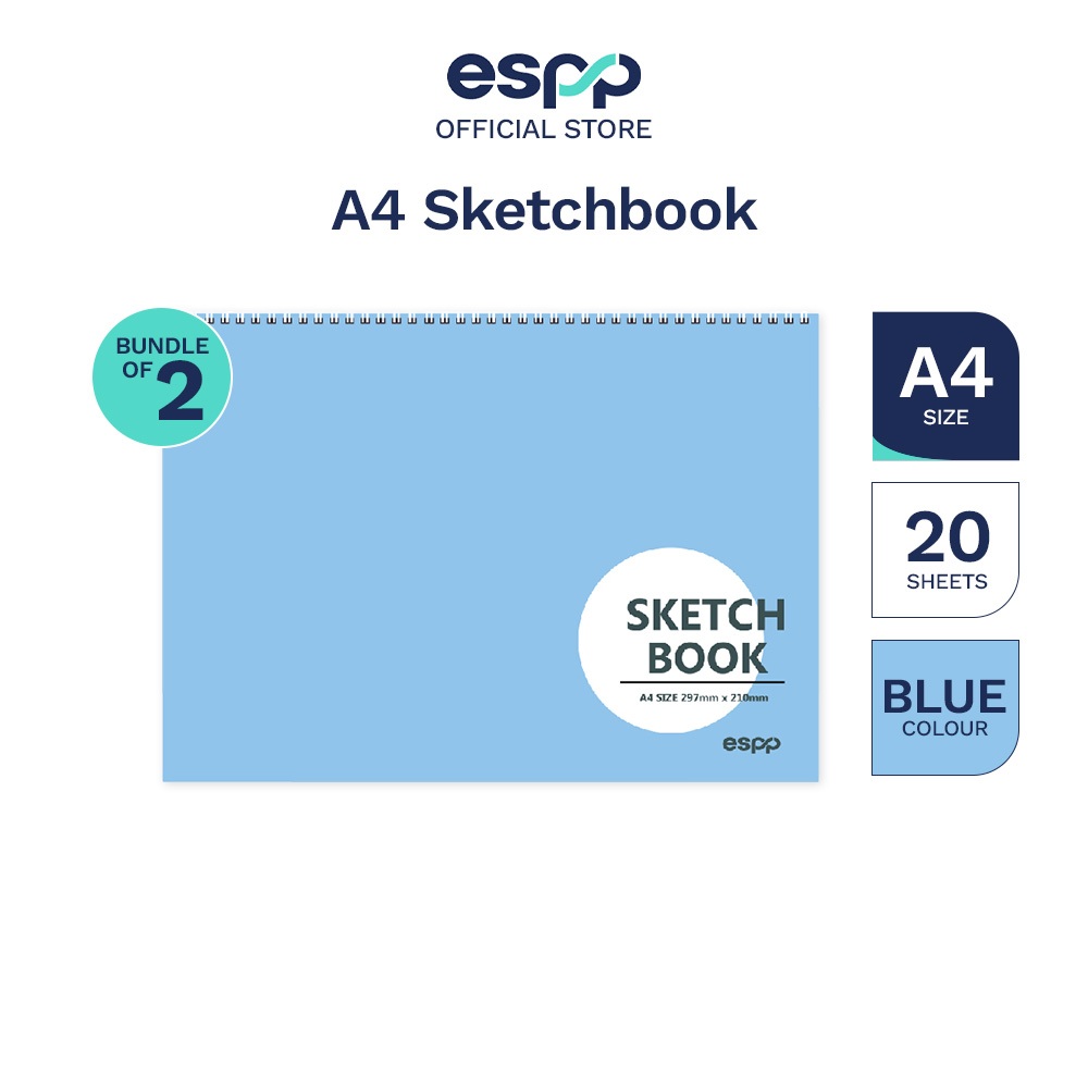 [Bundle of 2] ESPP A4 20's (PP cover) Sketch Book 20页 A4素描本 A4 Buku ...
