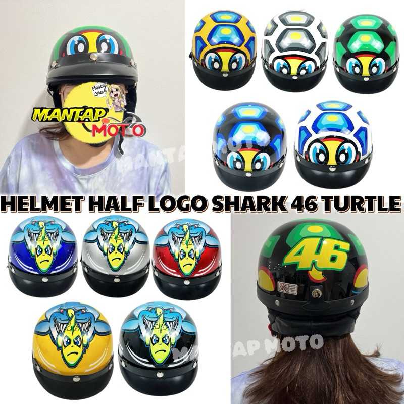 HELMET HALF CUT STENG TOPI KELEDAR TURTLE KURA KURA EDITION SHARK 46 ...