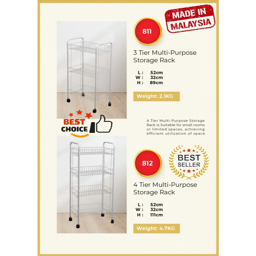 WM-812/WM-811 MultiPurpose Display Rack/ rak dapur/ Storage/ Kitchen ...