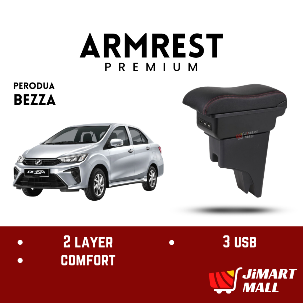 PERODUA BEZZA CAR ARMREST CUSTOMADE 2 LAYER USB PORT Cup Holder Hand ...
