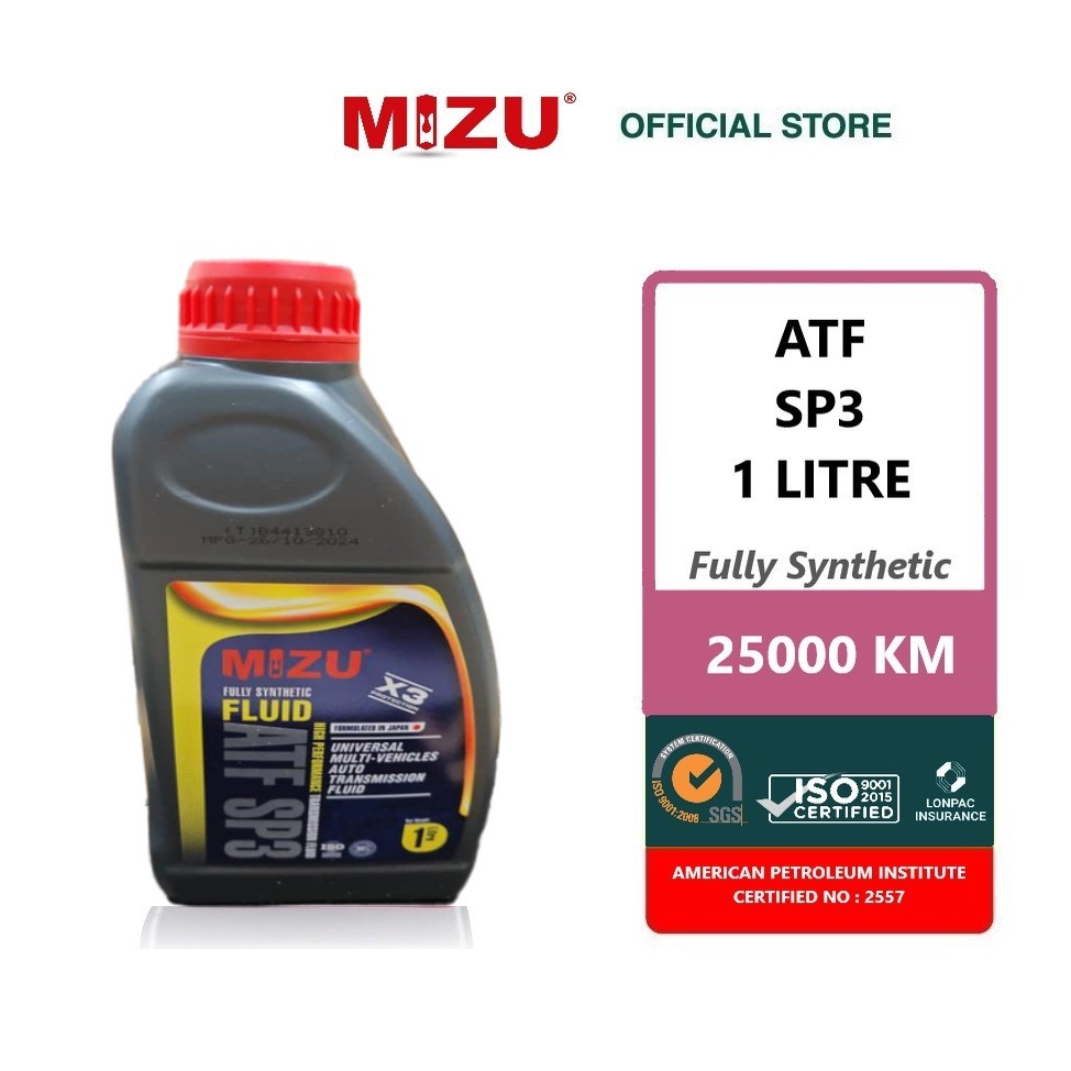 Mizu ATF SP 3 Fully Synthetic API Certified Smooth Gear Insurance ISO ...