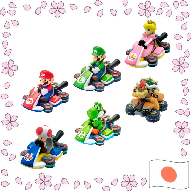 Lot Figurines Mario Kart Yujin 2005 - Mario, Peach, Bowser, Luigi, Gashapon