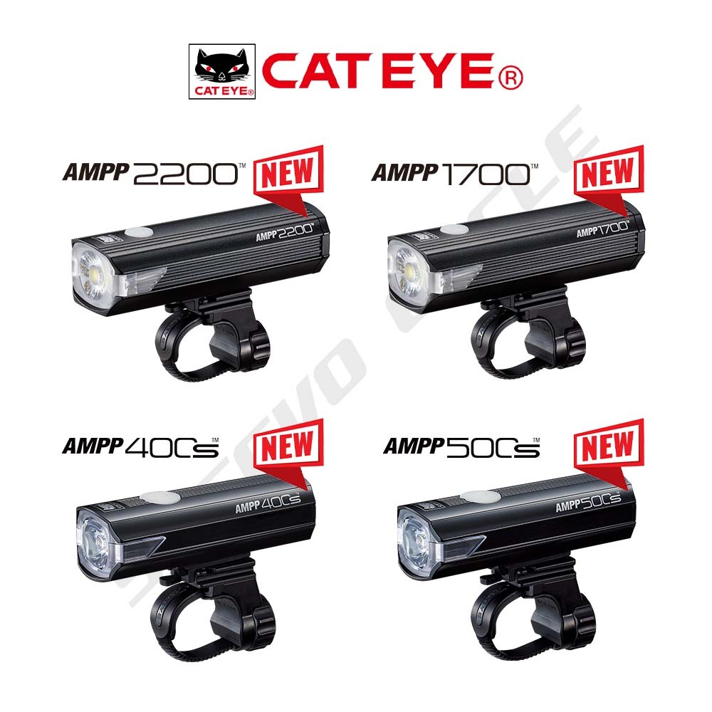 Phare Avant Vélo CatEye AMPP 400S – 500 Lumens – Technologie OptiCube – Rechargeable USB-C – Étanche IPX4 – Support FlexTight