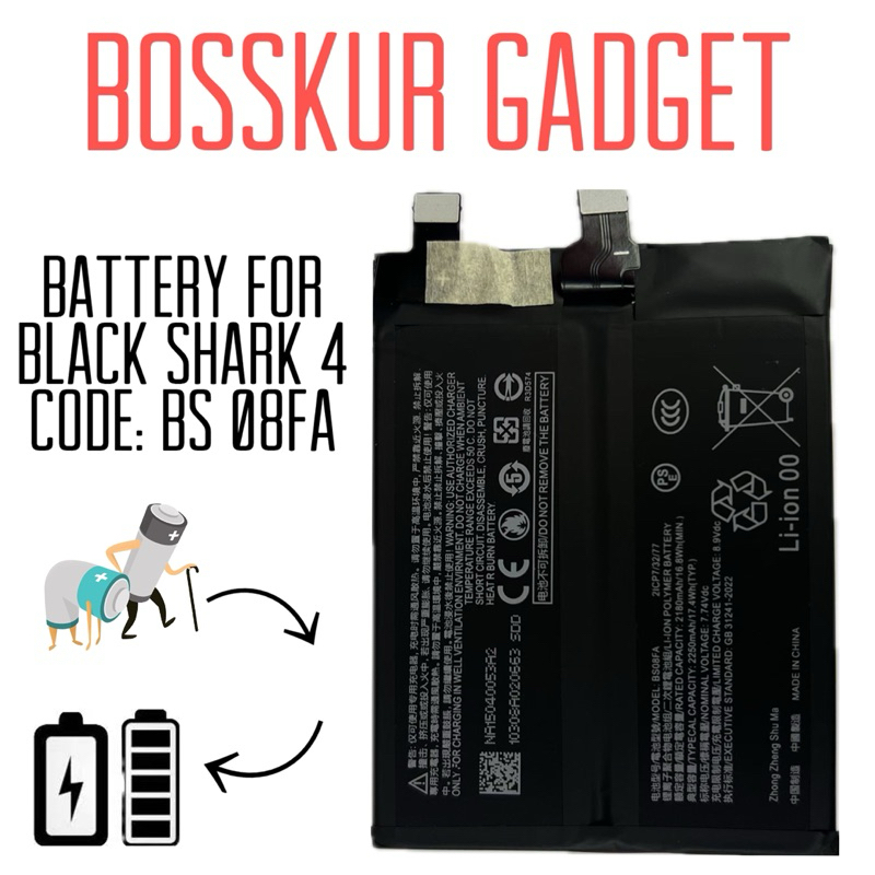 BATTERY COMPATIBLE FOR BLACKSHARK 4 BATTERY BS08FA 2250mAh x2 PREMIUM ...