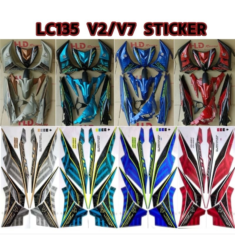 LC135 V2 V3 V4 V5 V6 V7 BODY COVER STICKER STRIPE COVER SET (20) GREY ...