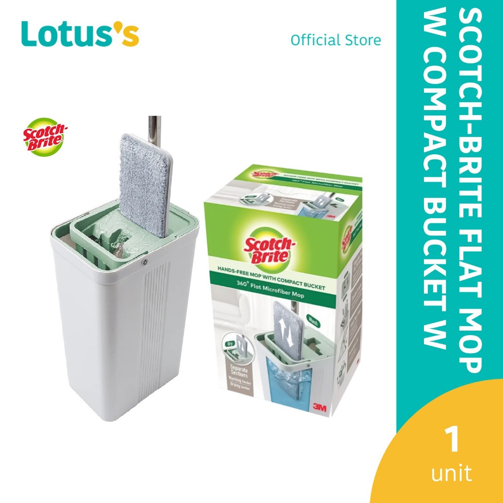 3M Scotch-Brite Hands Free Flat Mop With Bucket Set | Shopee Malaysia