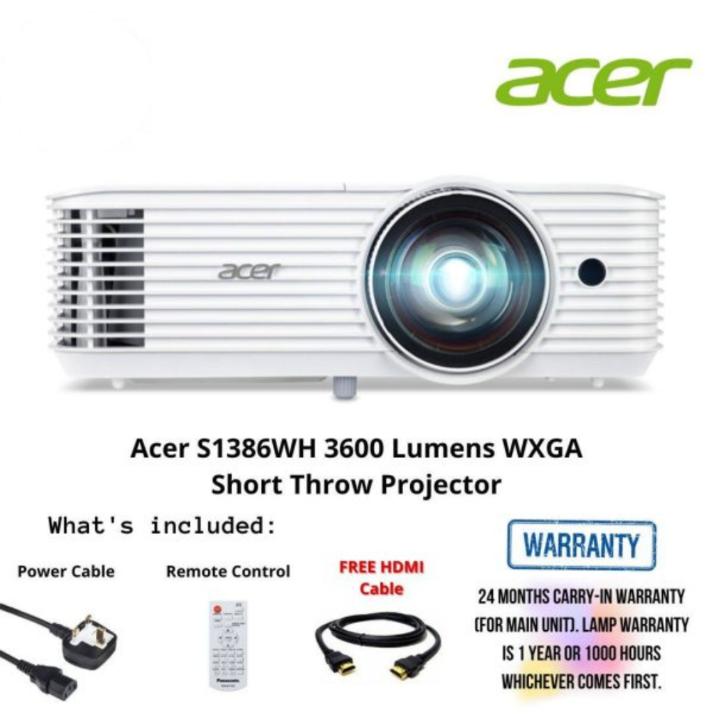 Acer S1386WH 3600 Lumens WXGA Short Throw Projector | Shopee Malaysia