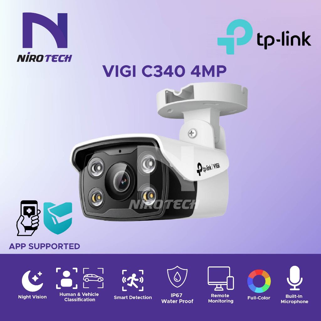 TP-LINK VIGI C340 4MP Outdoor Full-Color Bullet Network Camera (2.8mm ...