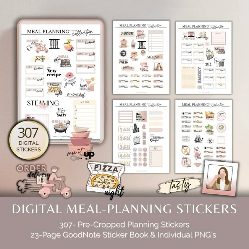 Digital Meal Planning Stickers - Recipe & Cooking Planner Stickers ...