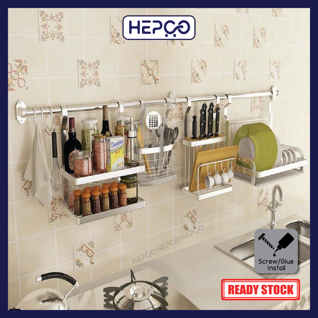 Stainless Steel Rack Kitchen Storage Wall Hanging Rack Knife Plate Rack ...