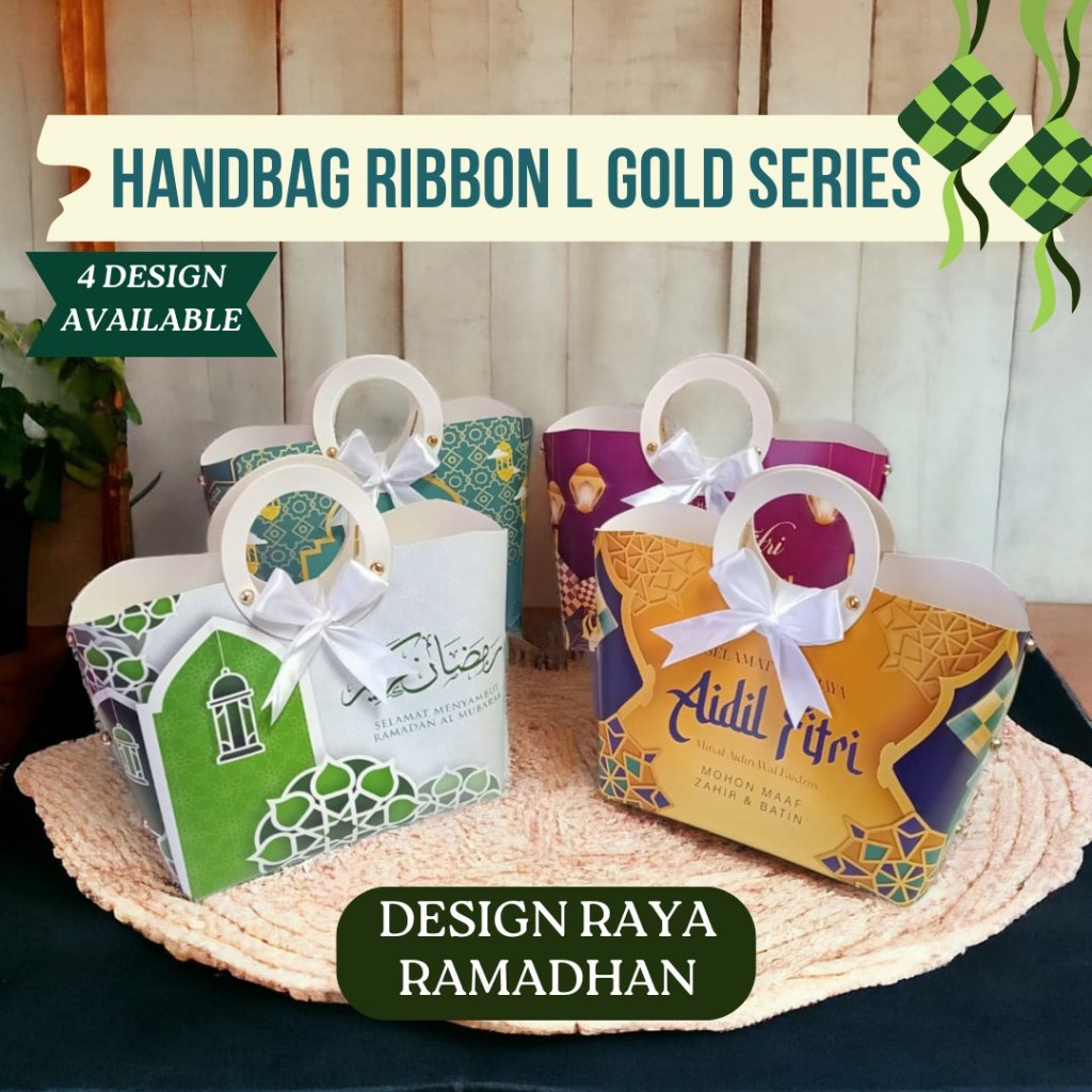 10PCS HANDBAG RIBBON L GOLD SERIES RAYA RAMADHAN WEDDING/GIFT/GOODIES ...