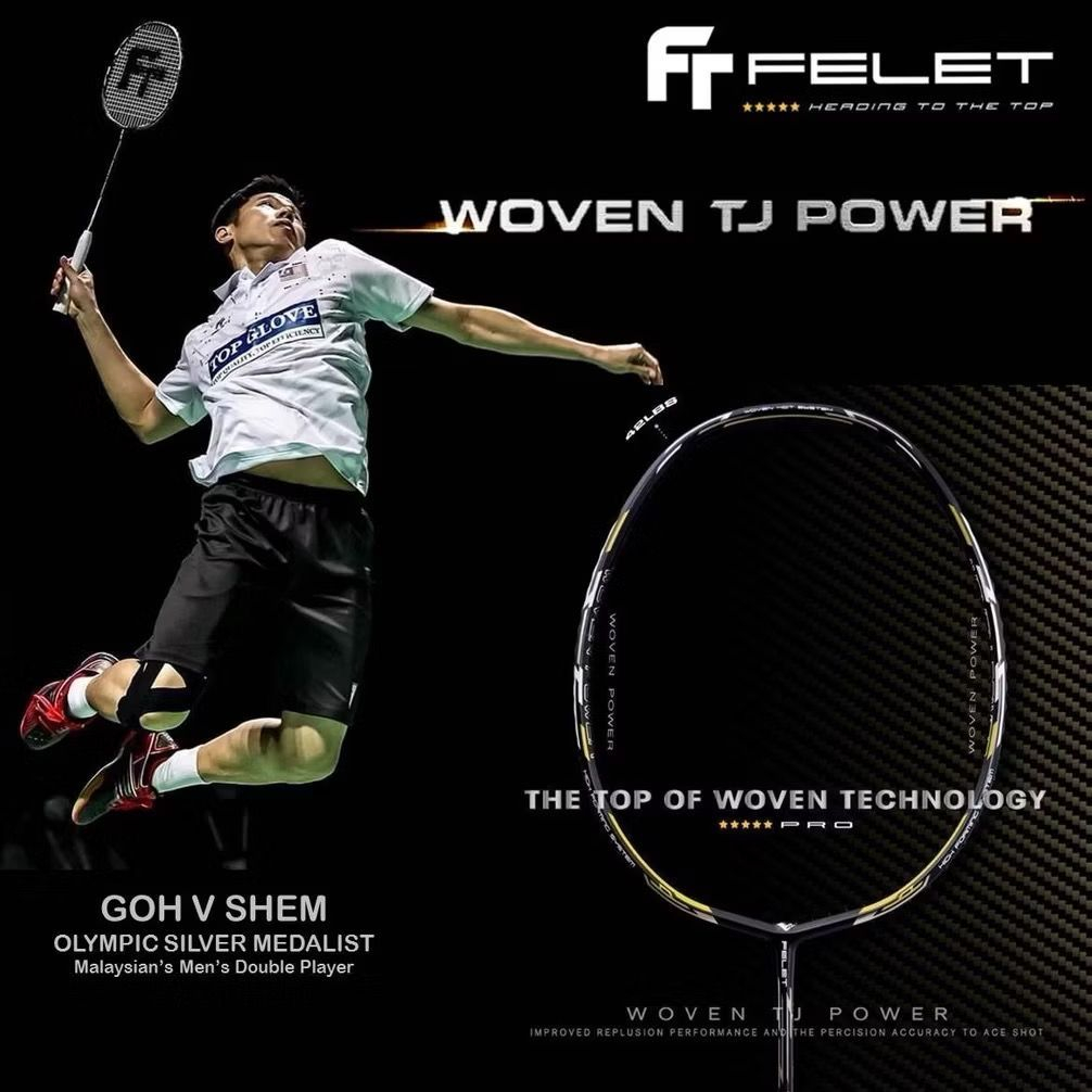 Goh.V.Shem Woven TJ Power VERSION 2 MAX TENSION 40 LBS Racket Badminton ...