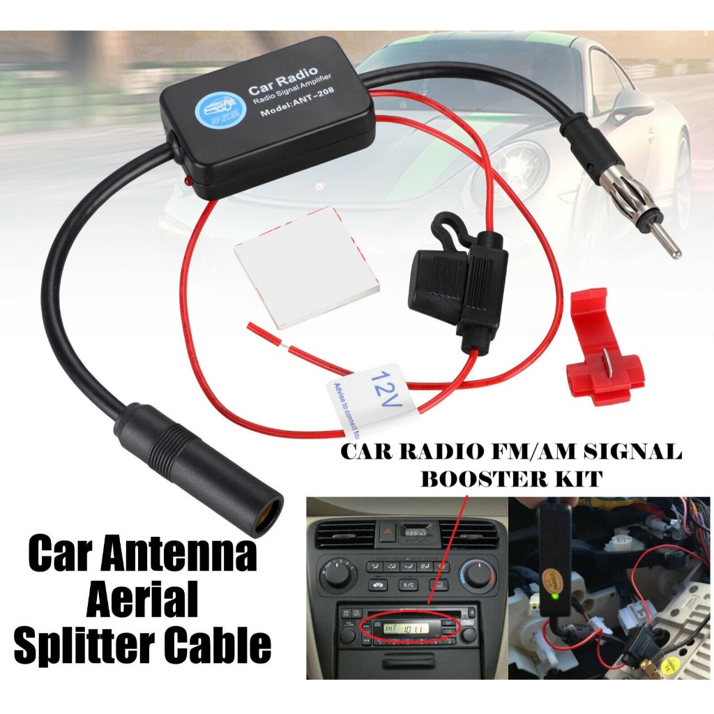 Car Radio Antenna AM FM Amplifier Signal Booster 12V ANT-208 Enhancer ...