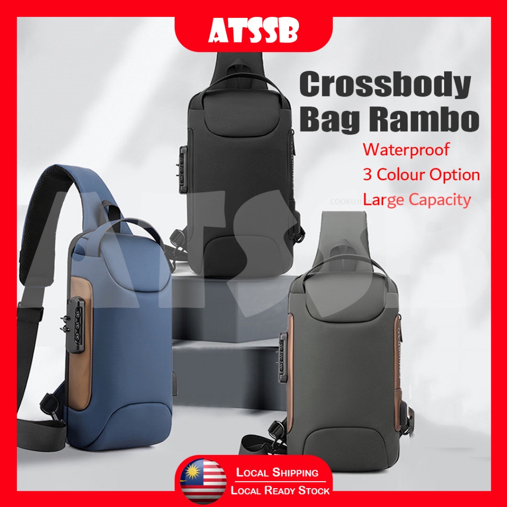 ATSSB Rambo Men Anti-theft Lock Sling Bag Fashion Chest Pack Waterproof ...
