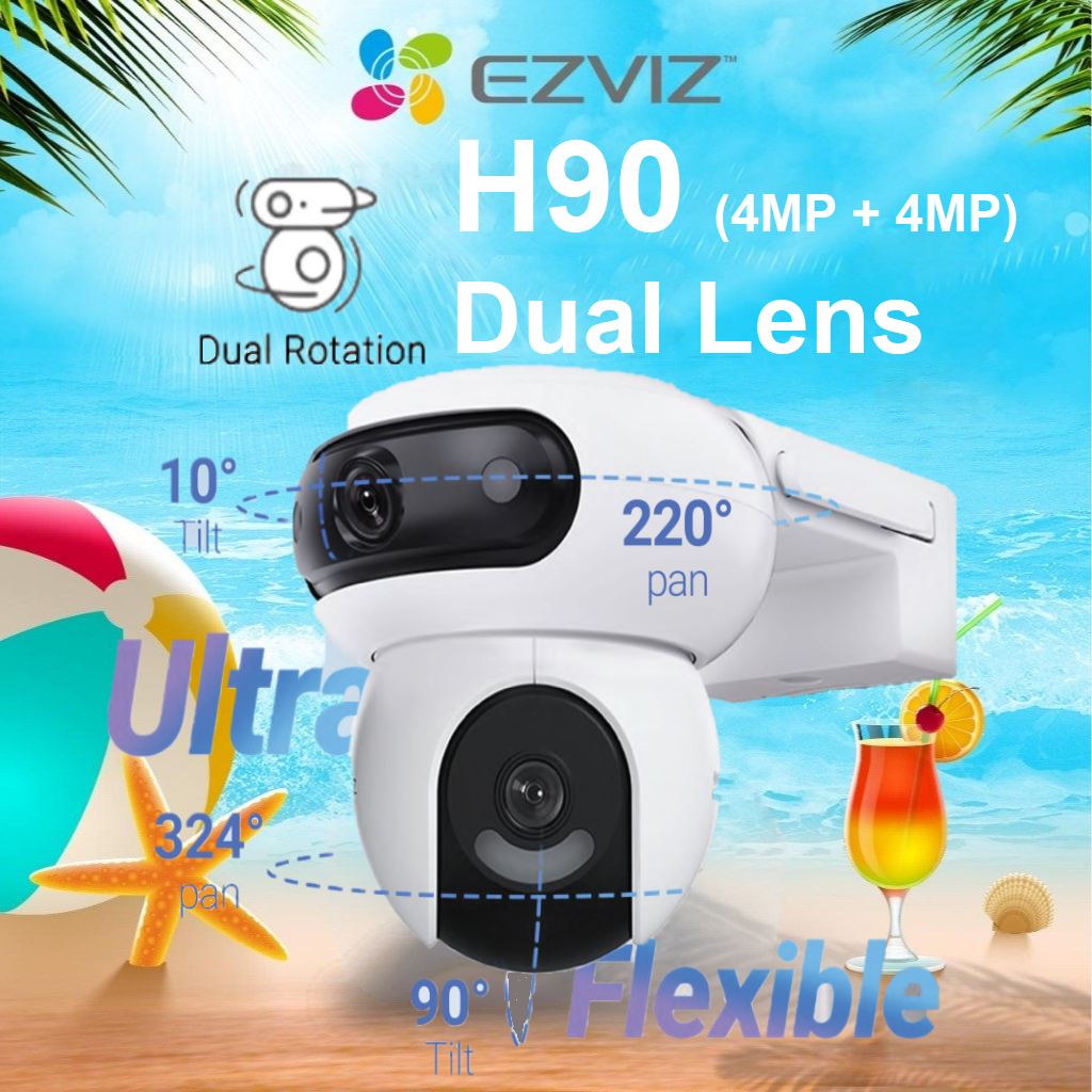 Ezviz H90 /C90 Dual Lens 4MP+ 4MP Dual Rotation PanTilt Two Way Color ...