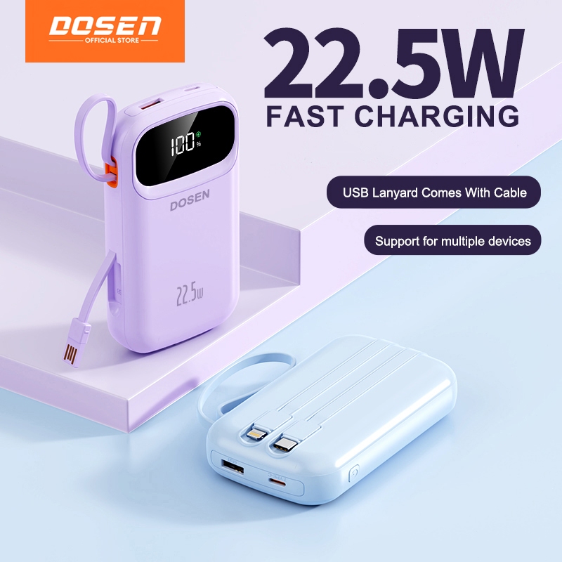 【3C Certified】DOSEN Original Powerbank fast charging  Y342 PD22.5W Portable 10000mAh 20000mAh Comes with three wires