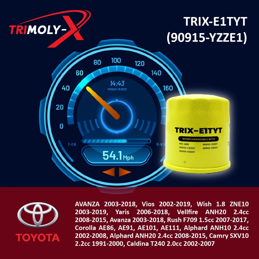 TRIMOLY-X TRIMOLYX TRIX-E1TYT OIL FILTER - AVANZA WISH VIOS ALPHARD ...