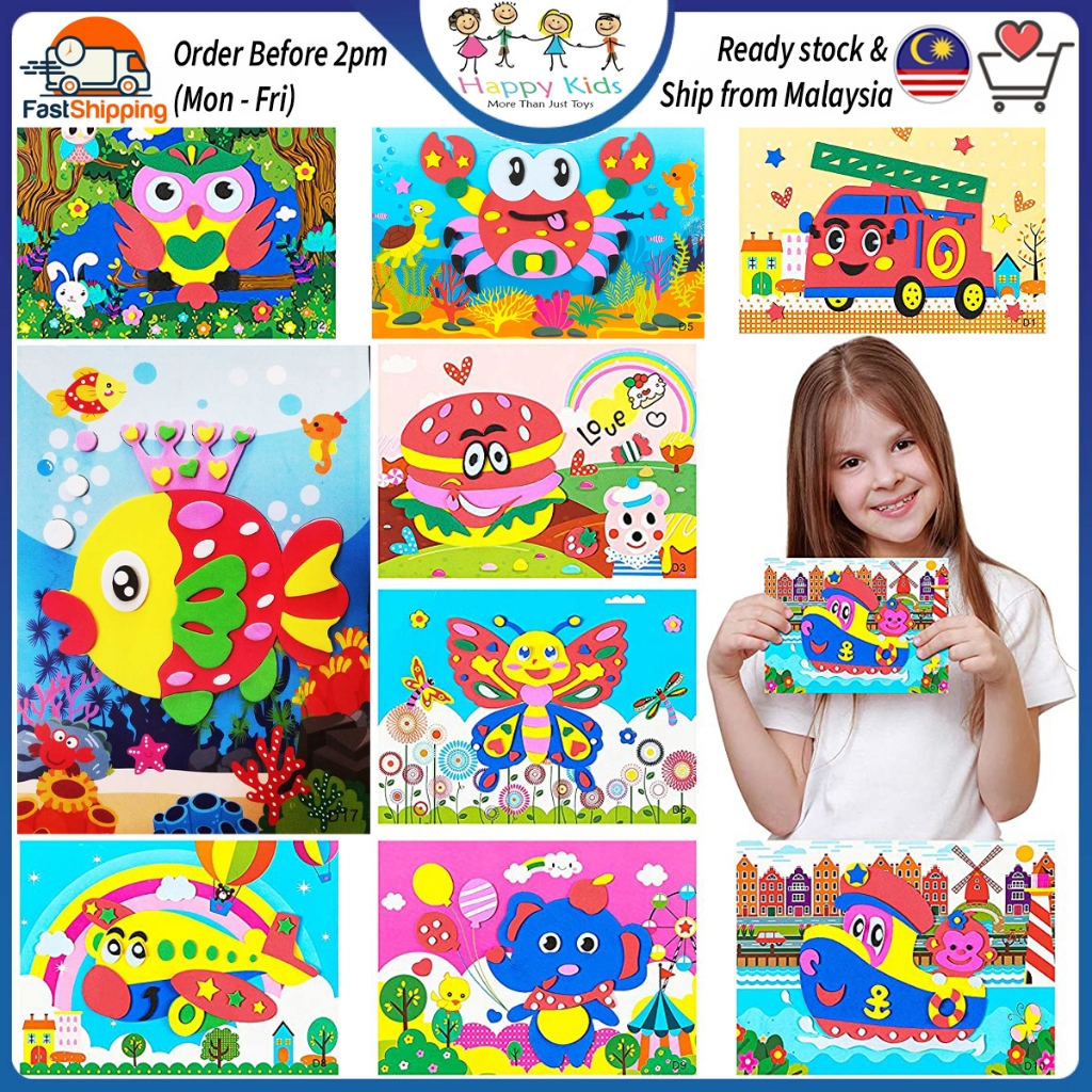 [Happy Kids] Kid 3D Foam DIY EVA DIY Sticker Art Craft Art Kits ...