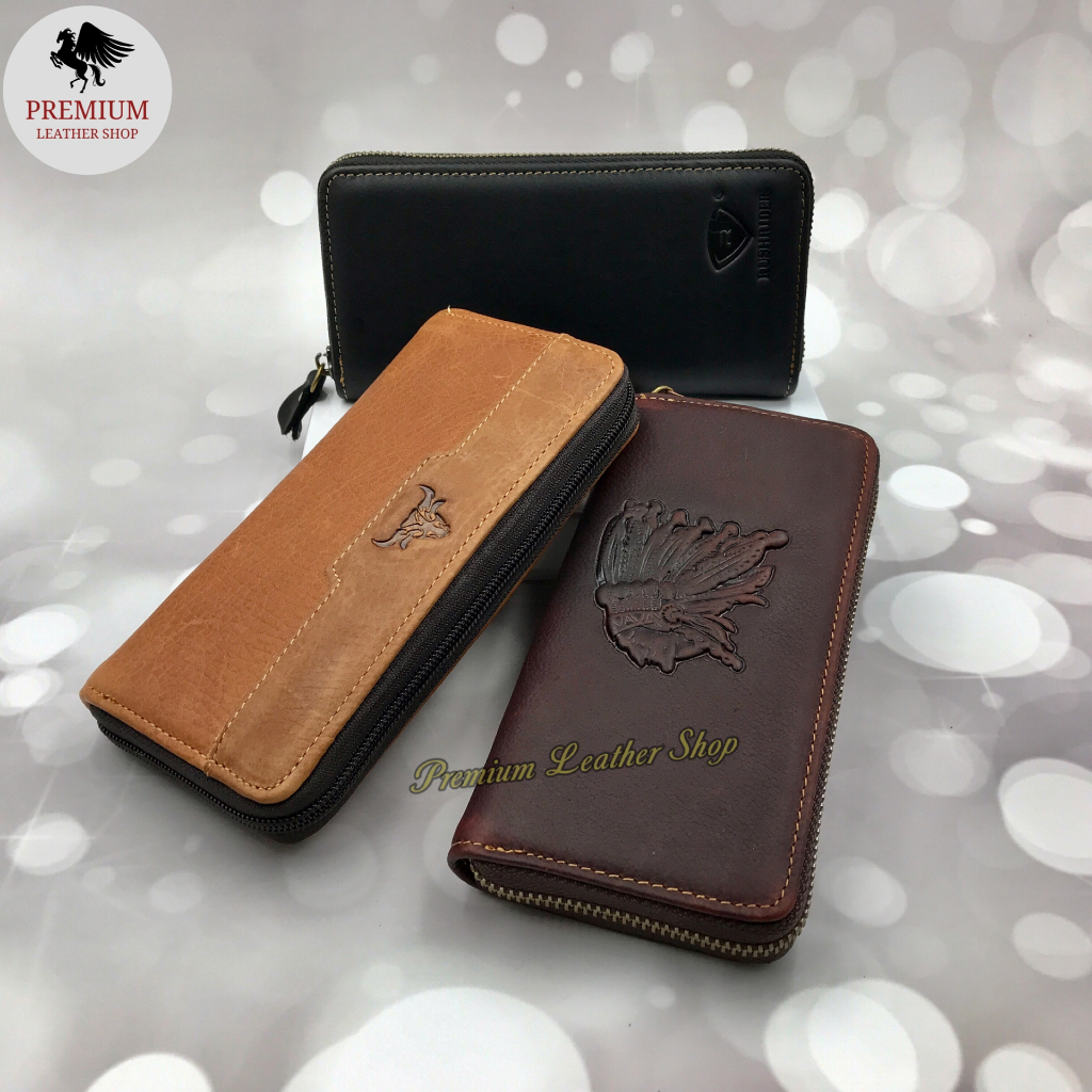 Rush Rider Clutch Long Zip Leather Wallet Genuine Cow Leather Purse ...