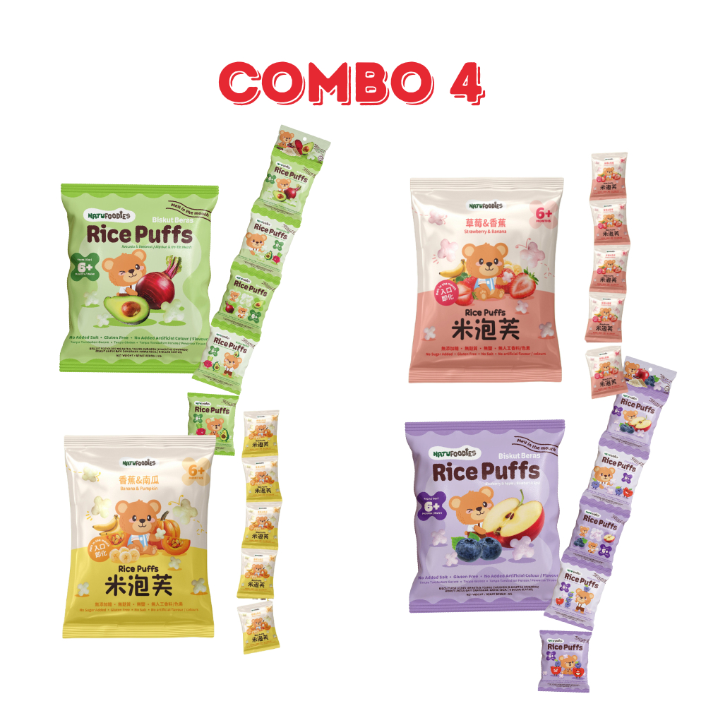 (Combo Pack Of 4) Natufoodies Rice Puff (In Strip 5g x 5 packs ...