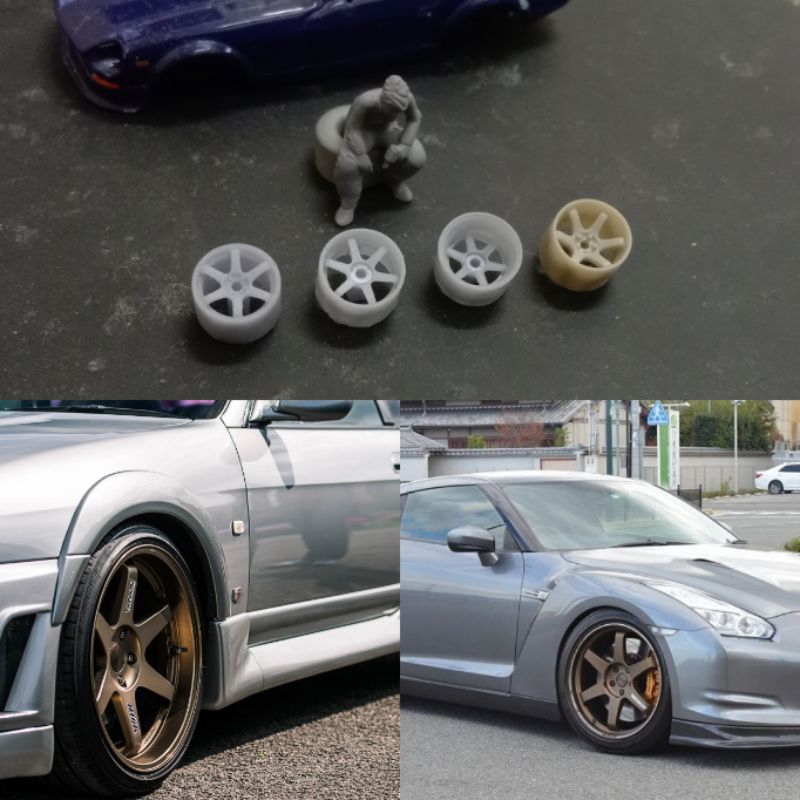 1/64 UNPAINTED (With axle Hole)Resin RAYS TE37 wheels & Rim tomica NOT ...