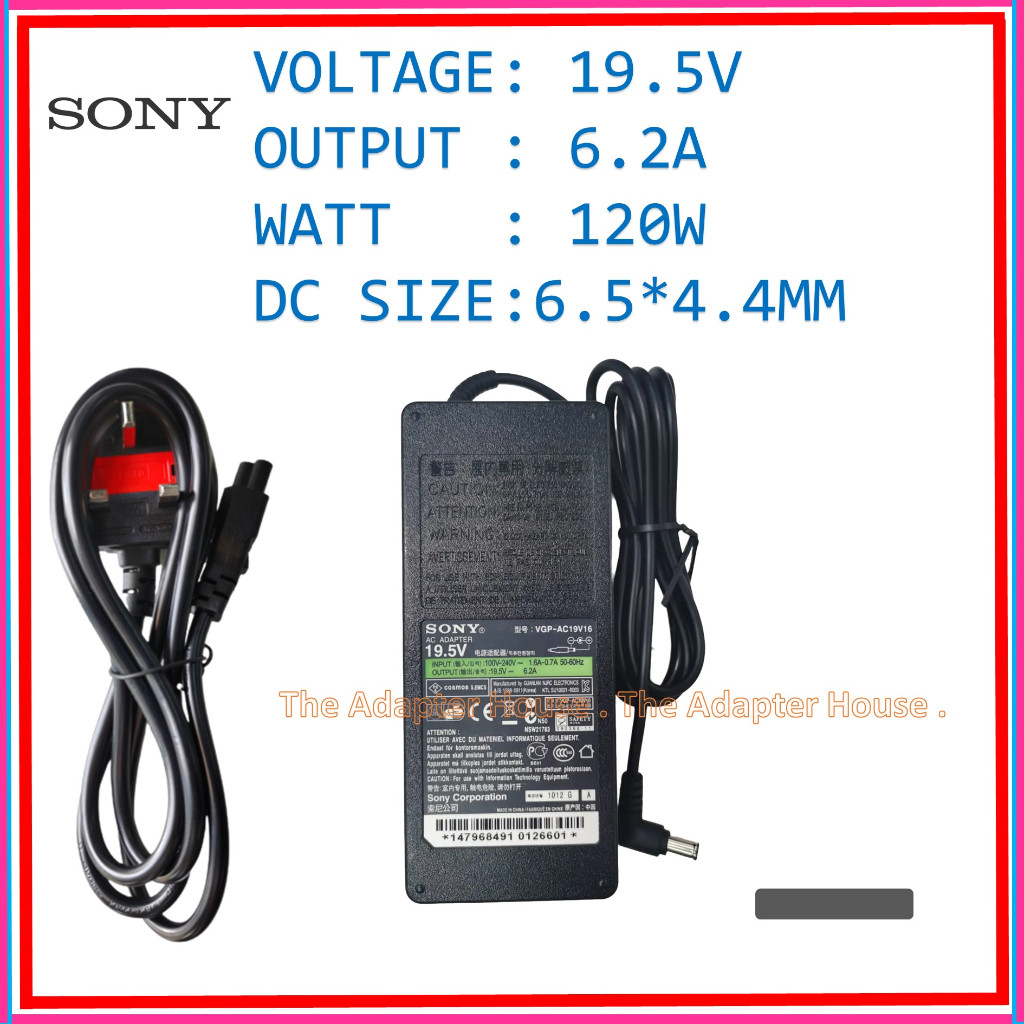 Alimentatore 19.5V 6.2A 120W Per TV Sony Bravia KDL E KD, Compatibile Con 100W E 90W – Connettore 6.5×4.4mm