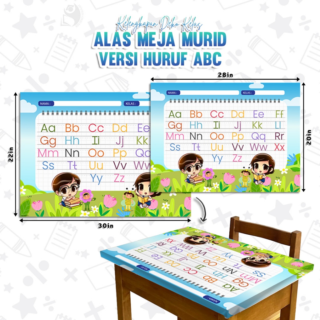 🌸1 DAY SHIP🌸 ALAS MEJA MURID - VERSI HURUF ABC / TEBAL 380GSM KALIS AIR ...