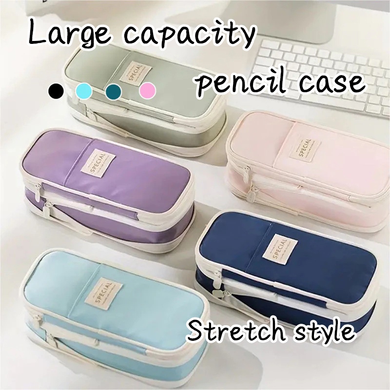 Pencil Case Large Capacity Pen Box Canvas Pouch Stationery for Student ...