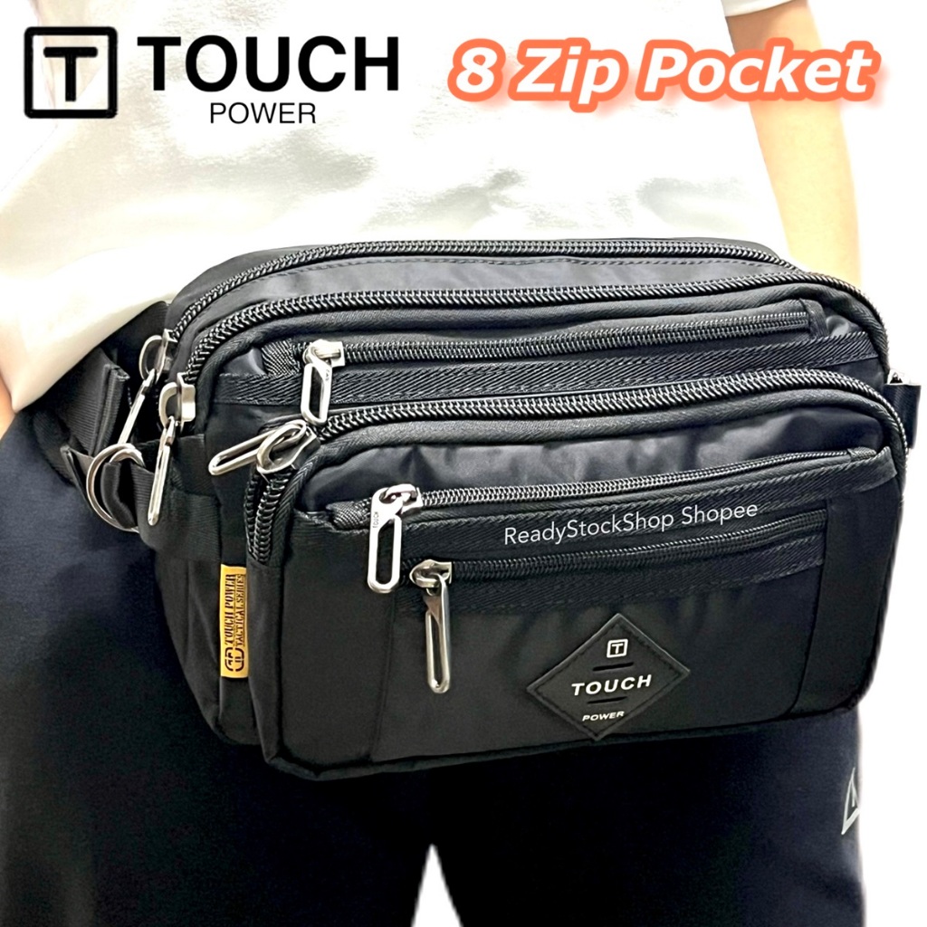 Ready Stock!! Touch Power 8 Zip Compartment Men Waist Bag Chest Bag ...