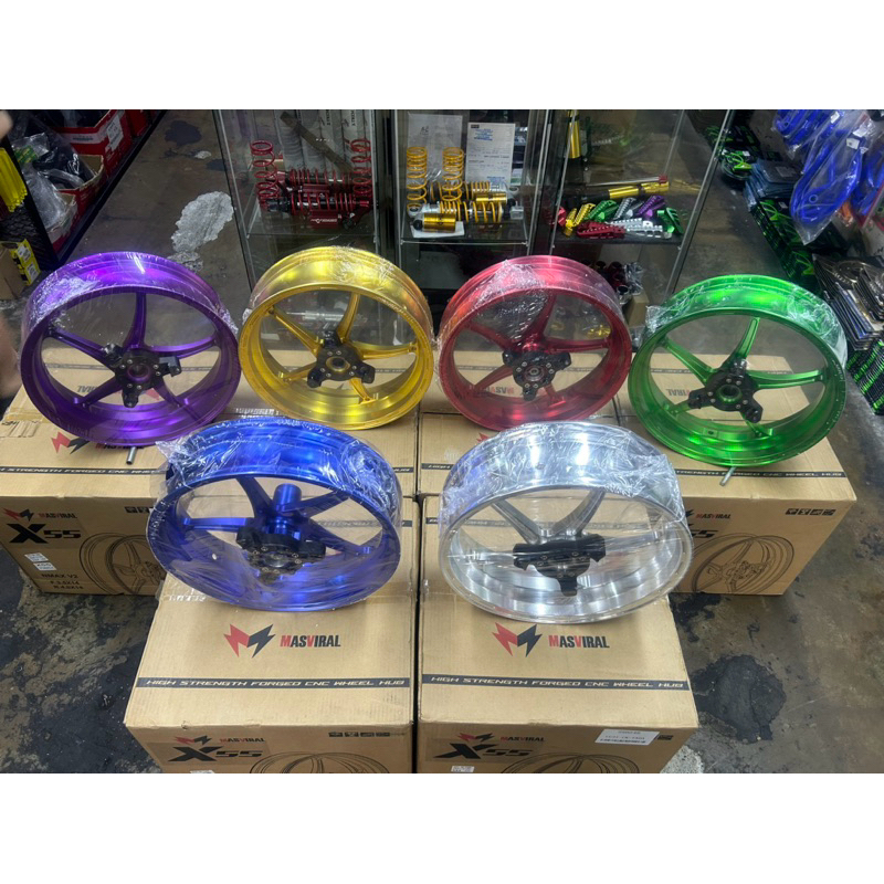 Nmax V2/V3 14inci Masviral X55 CNC Racing Sport Rim （Front-3.5 Rear-4.0 ...