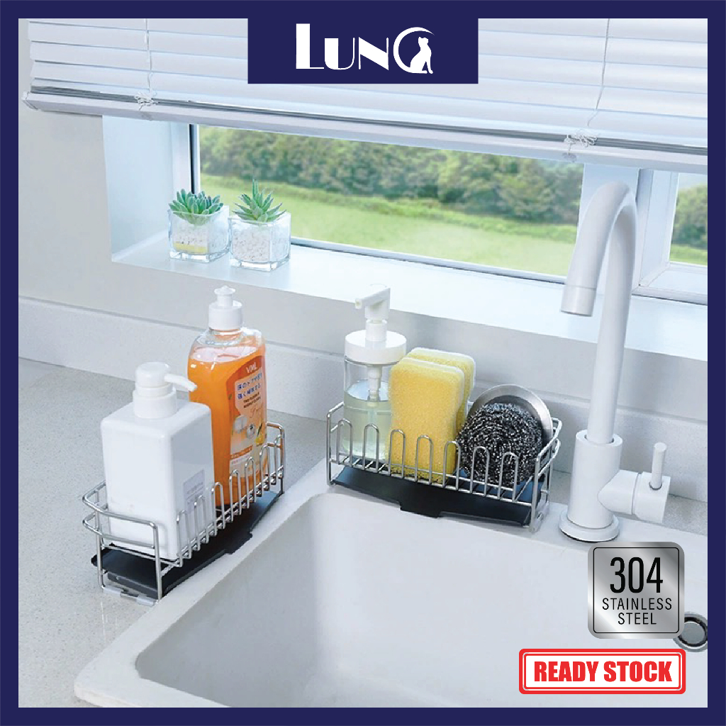 304 Stainless Steel Storage Rack Sponge Sink Drain Basket Kitchen Sink ...