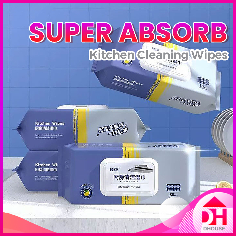 Disposable 80pcs Non Alcohol Kitchen Cleaning Wipes Oil Stain Removal ...