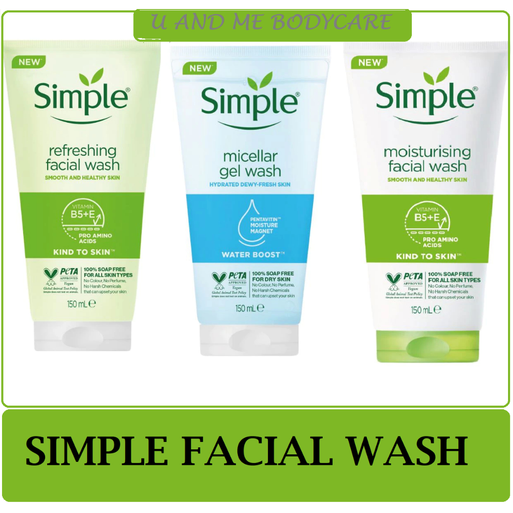 Simple Facial Gel Wash -Refreshing/Micellar/Moisturising150ml | Shopee ...