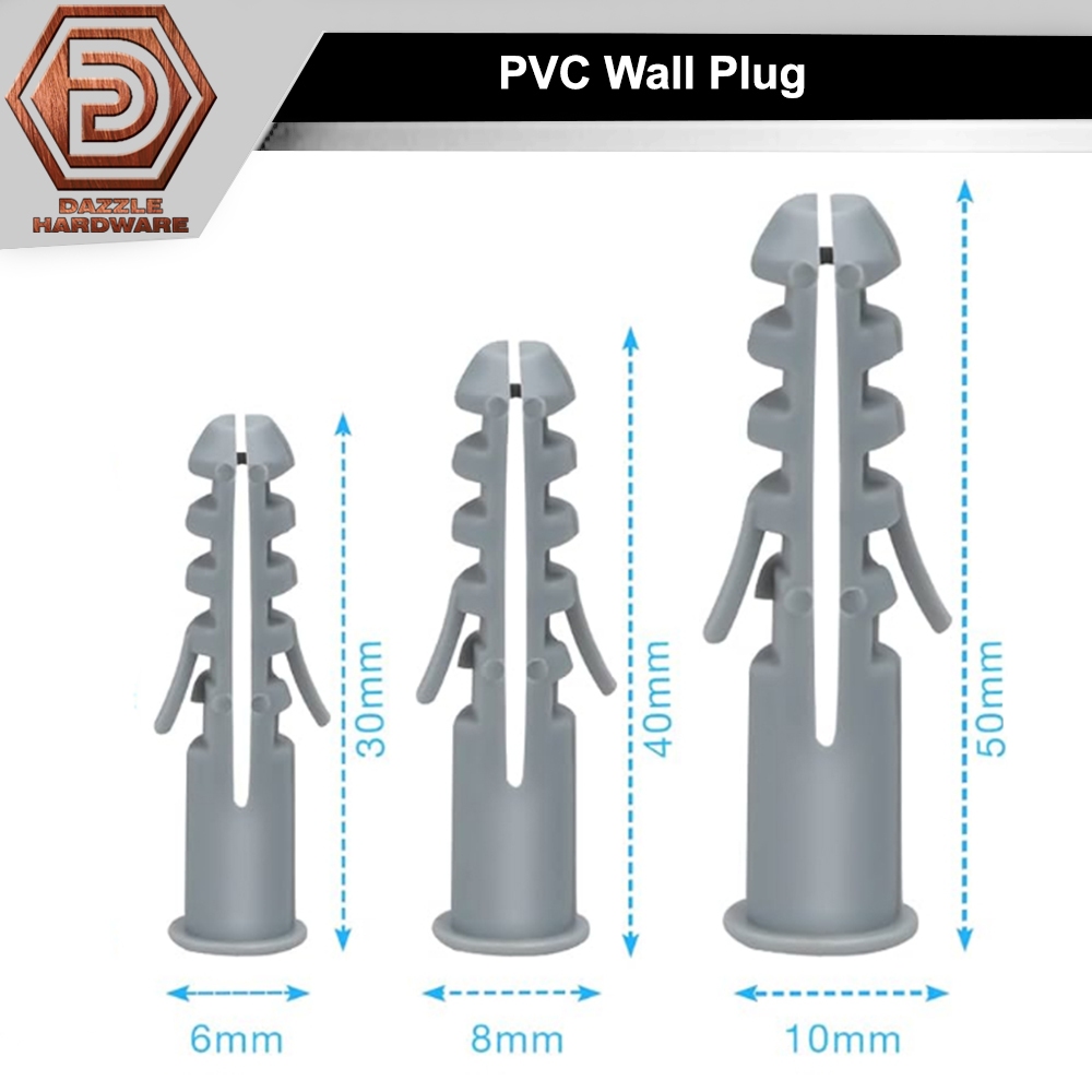 [5pcs] Heavy duty pvc wall plug grey colour plastic wall plug | Shopee ...